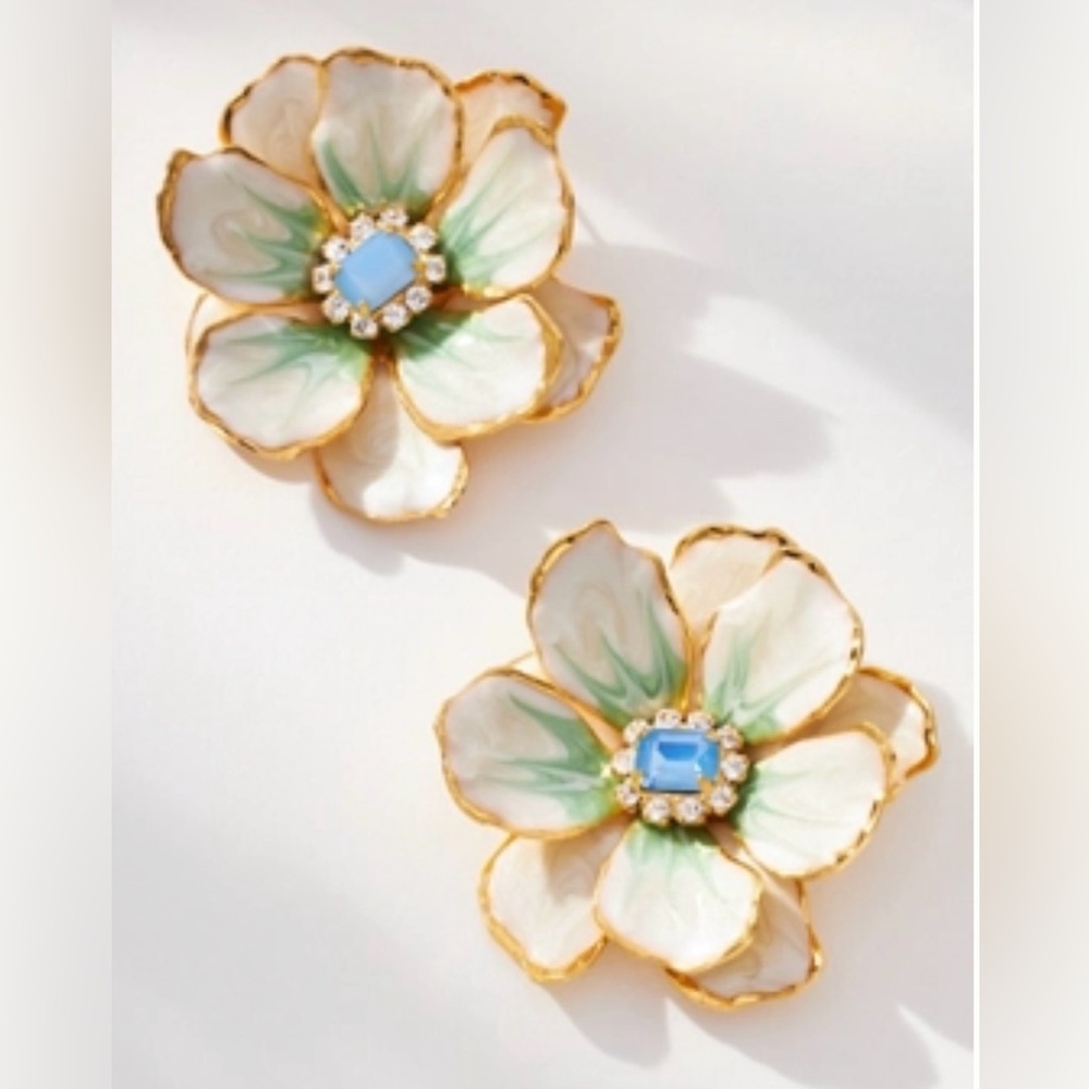 Pink Reef Hand Painted Earrings in Pearl